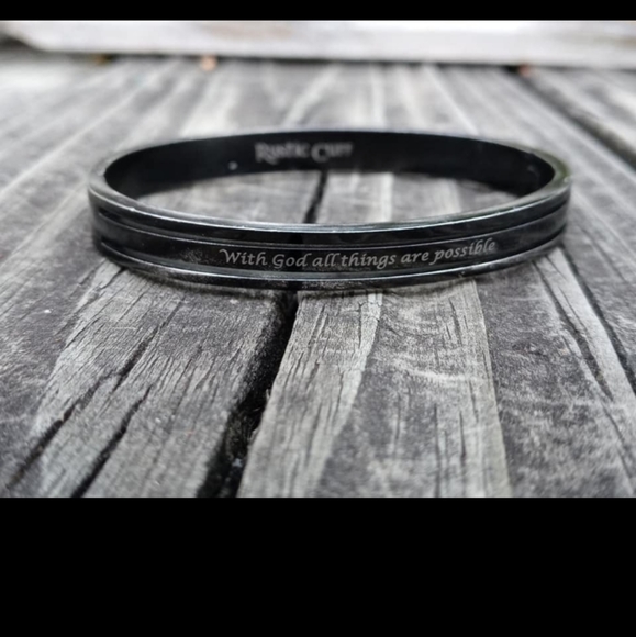 Vintage Rustic Cuff "With God all things are possible" Bracelet - Picture 1 of 4